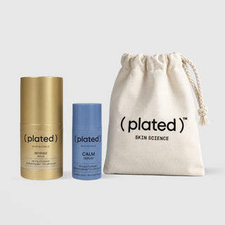 Plated Recovery Set with Intense Serum, Calm Serum, and canvas drawstring pouch