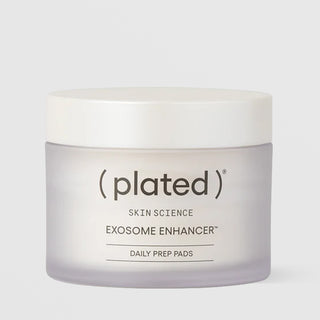 (plated) Skin Science Exosome Enhancer Daily Prep Pads in frosted jar with white lid on light gray background