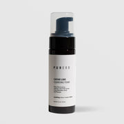 PurErb Caviar Lime Cleansing Foam 5.7 oz 170ml amber foaming pump bottle with slate blue pump and white label on grey background