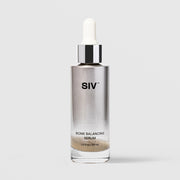 SIV Biome Balancing Serum 30mL glass dropper bottle with chrome silver cap and white bulb, metallic silver label, 1 fl oz