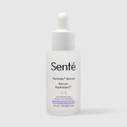 Senté Hydrate+ Serum 30ml frosted glass dropper bottle with hyaluronic acid for deep hydration and plumping dry and dehydrated skin