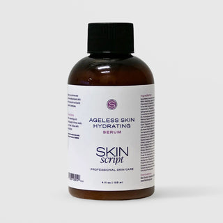 Skin Script Ageless Skin Hydrating Serum – dark amber bottle with black screw cap, 4 fl oz / 120ml