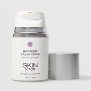 Skin Script Barrier Balancing Moisturizer skin barrier repair cream – white airless pump bottle with silver cap removed showing pump head, 1.7 fl oz / 50ml