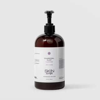 Skin Script Charcoal Clay Cleanser Detox and Purify – dark amber bottle with black pump dispenser, 16 fl oz / 480ml