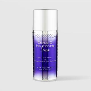Skin Script Citrus-C Nourishing Cream with Citrustem and Green/White Tea Complex – purple airless pump bottle with silver cap, 1 fl oz / 30ml