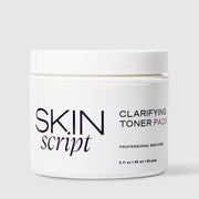 Skin Script Clarifying Toner Pads pore-clarifying exfoliating toner pads – white jar with white lid, 50 pads / 2 fl oz / 60ml