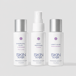 Skin script fresh face kit on a grey background