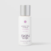 Skin Script Green Tea Citrus Cleanser calm and restore antioxidant facial cleanser – white bottle with silver flip-top cap, 2 fl oz / 60ml