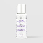 Skin Script Honey Brightening Cleanser with Mandelic and Lactic Acids – white bottle with silver flip-top cap, 2 fl oz / 60ml