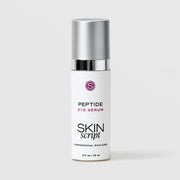 Skin Script Peptide Eye Serum anti-aging firming eye serum – white airless pump bottle with silver cap, 0.5 fl oz / 15ml