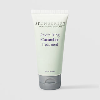 Skin Script Professional Skin Care Revitalizing Cucumber Treatment – soft green tube with grey cap, soothing facial treatment, 2 fl oz / 60ml