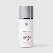 Skin Script Triple C Serum Vitamin C brightening facial serum – white airless pump bottle with gold accent band and silver cap, 1 fl oz / 30ml