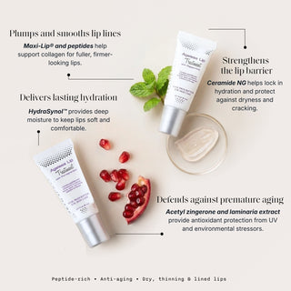 Skin Script Ageless Lip Treatment tubes with pomegranate and mint – anti-aging peptide treatment for dry thinning lined lips