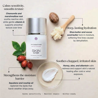 Skin Script Hydrating Moisturizer jar with rosehip and shea butter – barrier repair moisturizer for sensitive and dry skin