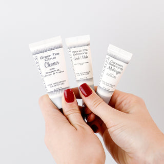 Skin Script Normal/Combination Skin Sample Kit in hands