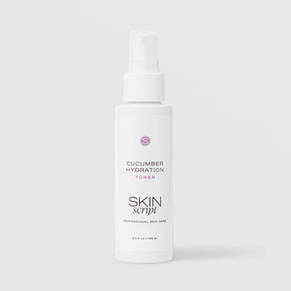 Skin Script Cucumber Hydration Toner soothing hydrating facial toner – white spray bottle with white pump, 3.3 fl oz / 100ml