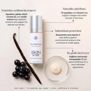 Skin Script Tri-Peptide Eye Cream with black currants and vanilla – peptide eye cream for puffiness fine lines and firmness