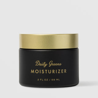 Sorella Apothecary Daily Greens Moisturizer 2 fl oz in a matte black jar with gold lid on a light gray background