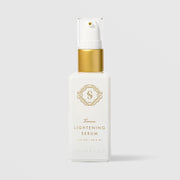 Sorella Apothecary Lemon Lightening Serum 1 fl oz in a white pump bottle with gold collar on a light gray background