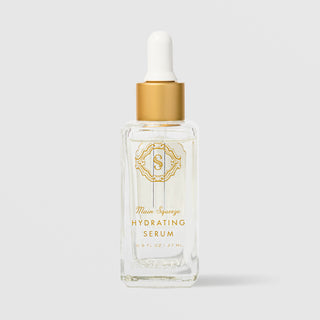 Sorella Apothecary Main Squeeze Hydrating Serum 0.9 fl oz in a clear glass dropper bottle with gold collar and white dropper on a light gray background