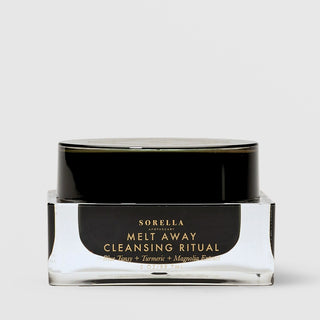 Sorella Apothecary Melt Away Cleansing Ritual 3 oz in a clear square jar with black lid and gold label on a light gray background