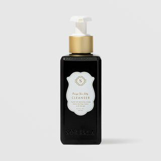 Sorella Apothecary Orange You Jelly Cleanser 5.7 oz in a black pump bottle with gold collar and white shield label on a light gray background
