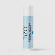 TiZO Tinted Lip Protection Mineral Sunscreen SPF 45 in light blue lip balm stick with white cap