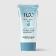 TiZO Ultra Zinc Tinted SPF 40 mineral sunscreen 100g in light blue squeeze tube for body and face with antioxidants C and E
