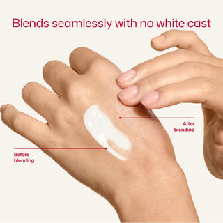 EltaMD UV Clear SPF 50 blending on hand with no white cast – transparent zinc oxide finish for all skin tones