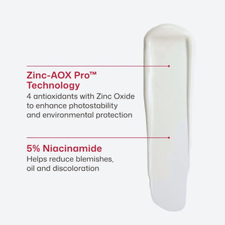 EltaMD UV Clear SPF 50 white cream texture swatch – 5% niacinamide and Zinc-AOX Pro for blemish reduction and oil control