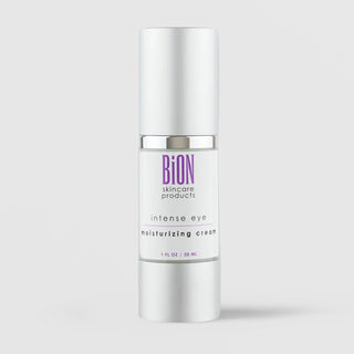 BiON Skincare Intense Eye Moisturizing Cream 30ml in white pump bottle with silver cap for hydrating and nourishing the eye area