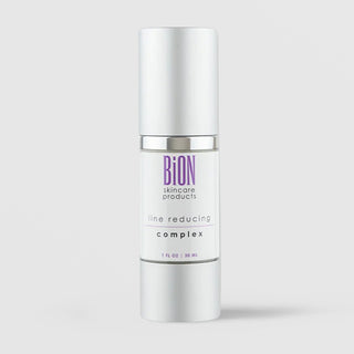 BiON Skincare Line Reducing Complex 30ml in white pump bottle with silver cap for reducing fine lines and wrinkles