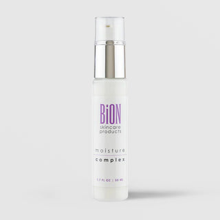 BiON Skincare Moisture Complex 50ml in white pump bottle with silver cap for hydrating and moisturizing all skin types