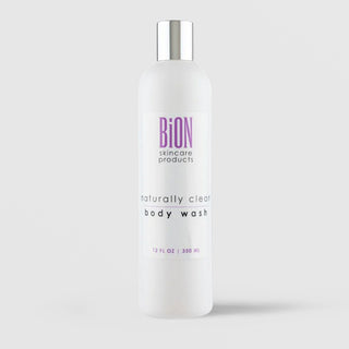 BiON Skincare Naturally Clean Body Wash 350ml in white bottle with silver cap