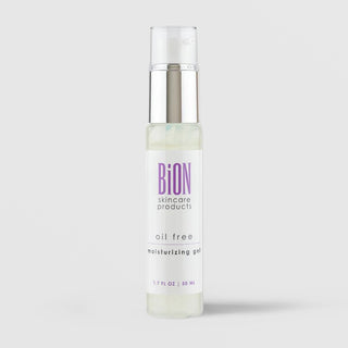 BiON Skincare Oil Free Moisturizing Gel 50ml in clear pump bottle with silver cap for oily and acne-prone skin