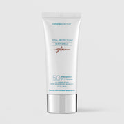 Colorescience Total Protection Body Shield Glow SPF 50 broad spectrum mineral sunscreen in a white tube with silver base, 3 fl oz