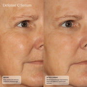 Face Reality Defense C Serum before and after 12 weeks - face showing improved radiance reduced wrinkles and photodamage correction - available at The Art of Skin Care