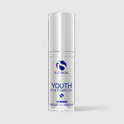 iS Clinical Youth Eye Complex white airless pump bottle with silver band, cosmeceuticals innovative skincare