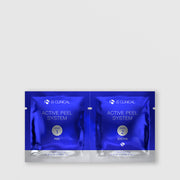 iS Clinical Active Peel System two-pack blue foil sachets, Step 1 Peel and Step 2 Soothe treatment pads, 2.9mL each