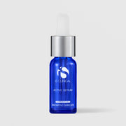 iS Clinical Active Serum 0.5oz cobalt blue glass dropper bottle with silver cap and white bulb, cosmeceuticals innovative skincare
