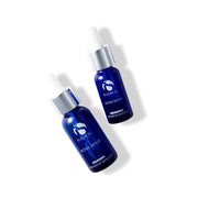 iS Clinical Active Serum bottles 1 oz and .5 oz side by side on a white background with a light shadow.