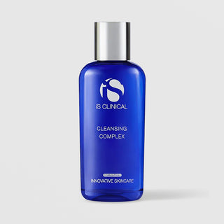 iS Clinical Cleansing Complex 2oz cobalt blue bottle with silver cap, cosmeceuticals innovative skincare