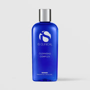 iS Clinical Cleansing Complex 6oz cobalt blue bottle with silver cap, cosmeceuticals innovative skincare