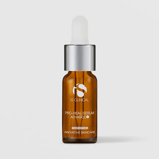 iS Clinical Pro-Heal Serum Advance+ 0.5oz amber glass dropper bottle with silver cap and white bulb, cosmeceuticals innovative skincare