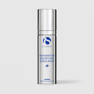 iS Clinical Reparative Moisture Emulsion silver airless pump bottle with chrome cap, cosmeceuticals innovative skincare
