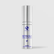 iS Clinical Retinol+ Emulsion 0.3 silver airless pump bottle with chrome cap, cosmeceuticals innovative skincare
