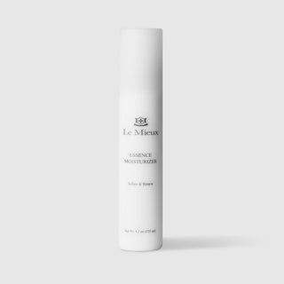 Le Mieux Essence Moisturizer soften and renew facial moisturizer 4.2 oz 125 ml tall white airless pump bottle with cap on. Available at Art of Skin Care