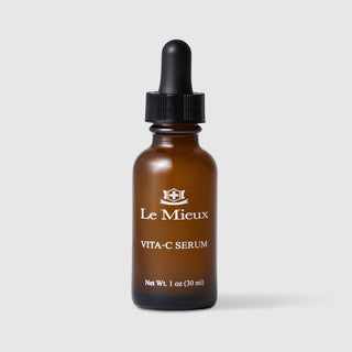 Le Mieux Vita-C Serum vitamin C facial serum 1 oz 30 ml amber glass dropper bottle with black rubber bulb. Available at Art of Skin Care