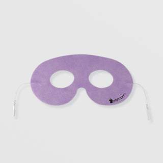 MyoLift conductive microcurrent eye mask in lavender purple with dual cutouts and snap connectors for under-eye and periorbital toning