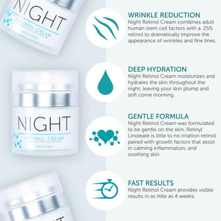 Night Retinol Cream benefits: wrinkle reduction, deep hydration, gentle formula, fast results